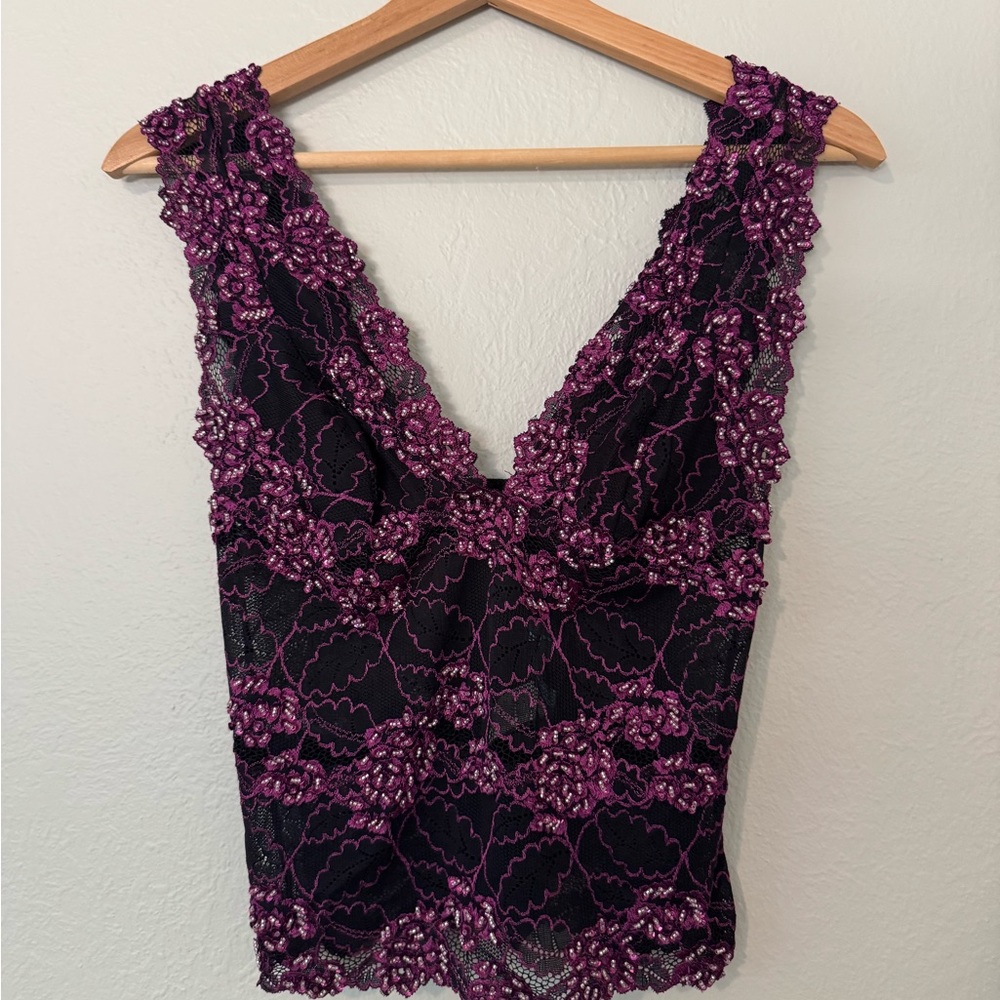 Marciano Purple Beaded Lace Bustier Top | Corset Style | Size S
